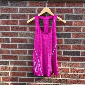 Reebok Marled Pink Reflective Stripe Athletic Racerback Tank Top